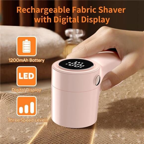 𝗥𝗲𝗰𝗵𝗮𝗿𝗴𝗲𝗮𝗯𝗹𝗲 Fabric Shaver,Lint Remover for Clothes with 3 Blades - Picture 2 of 7